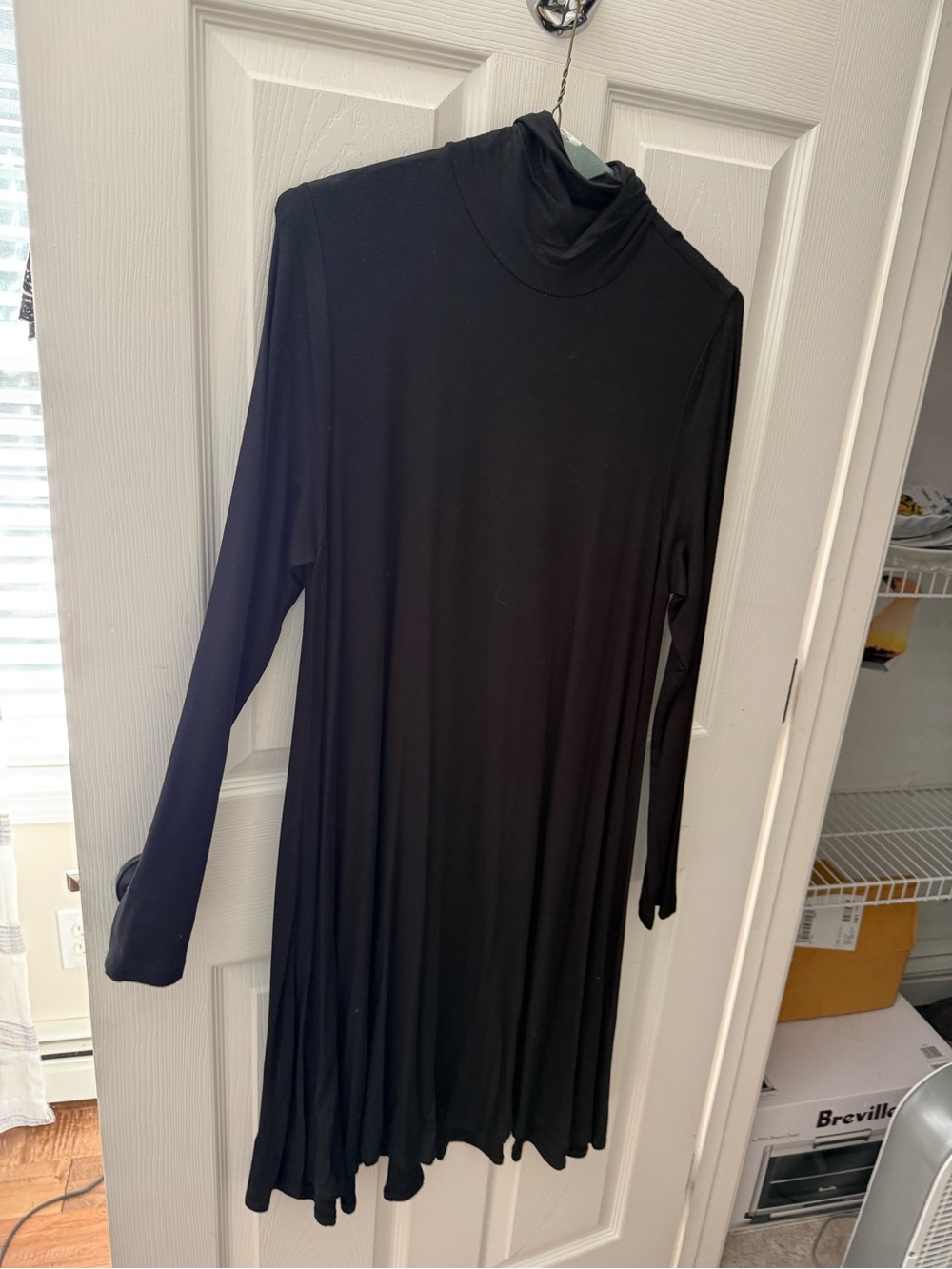 Karen Kane Black Long-Sleeve Turtleneck Swing Dress